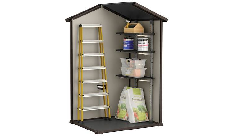 Keter Manor Apex 4x3ft Brown Outdoor Garden Storage Shed with Lockable Door