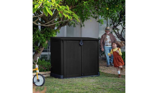Keter Store It Out Midi 880L Garden Storage Box - Durable & Stylish Brown Outdoor Organizer