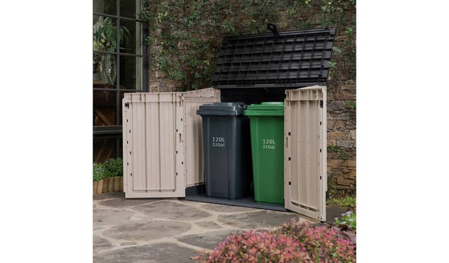 Keter Store It Out Midi 880L Garden Storage Box - Beige/Brown | Durable & Weather-Resistant Outdoor Solution