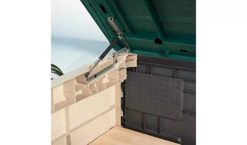 Keter Store It Out Max 1200L - Versatile Outdoor Garden Storage Box for Tools, Furniture, and Wheelie Bins (Beige/Green)