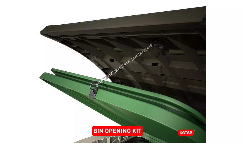 Keter Store It Out Max 1200L - Versatile Outdoor Garden Storage Box for Tools, Furniture, and Wheelie Bins (Beige/Green)