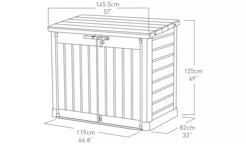 Keter Store It Out Max 1200L - Versatile Outdoor Garden Storage Box for Tools, Furniture, and Wheelie Bins (Beige/Green)