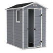 Keter Manor Grey 6x4 ft Durable Outdoor Plastic Garden Storage Shed with Window and Ventilation