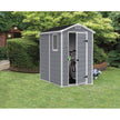 Keter Manor Grey 6x4 ft Durable Outdoor Plastic Garden Storage Shed with Window and Ventilation