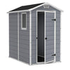 Keter Manor Grey 6x4 ft Durable Outdoor Plastic Garden Storage Shed with Window and Ventilation